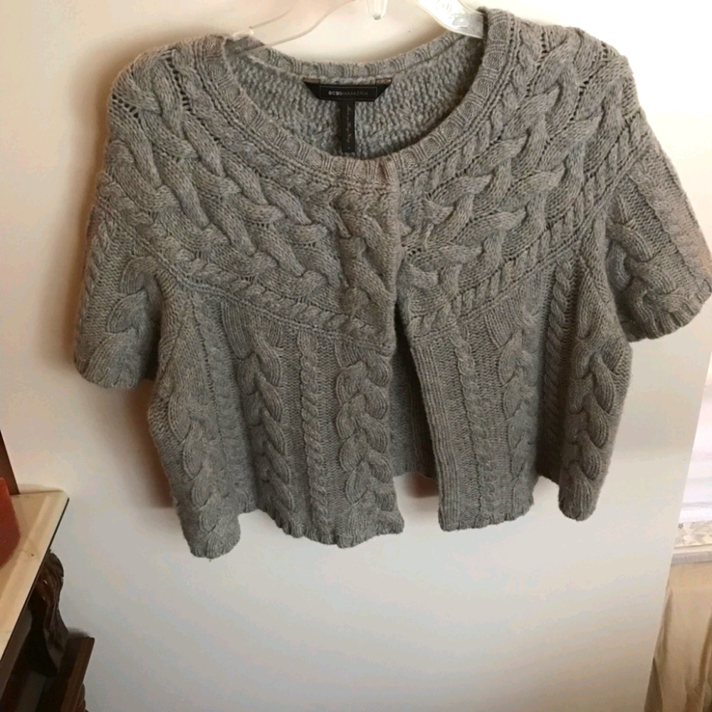 BCBG MaxAzria Gray‎ Cropped Soft 100% wool shrug